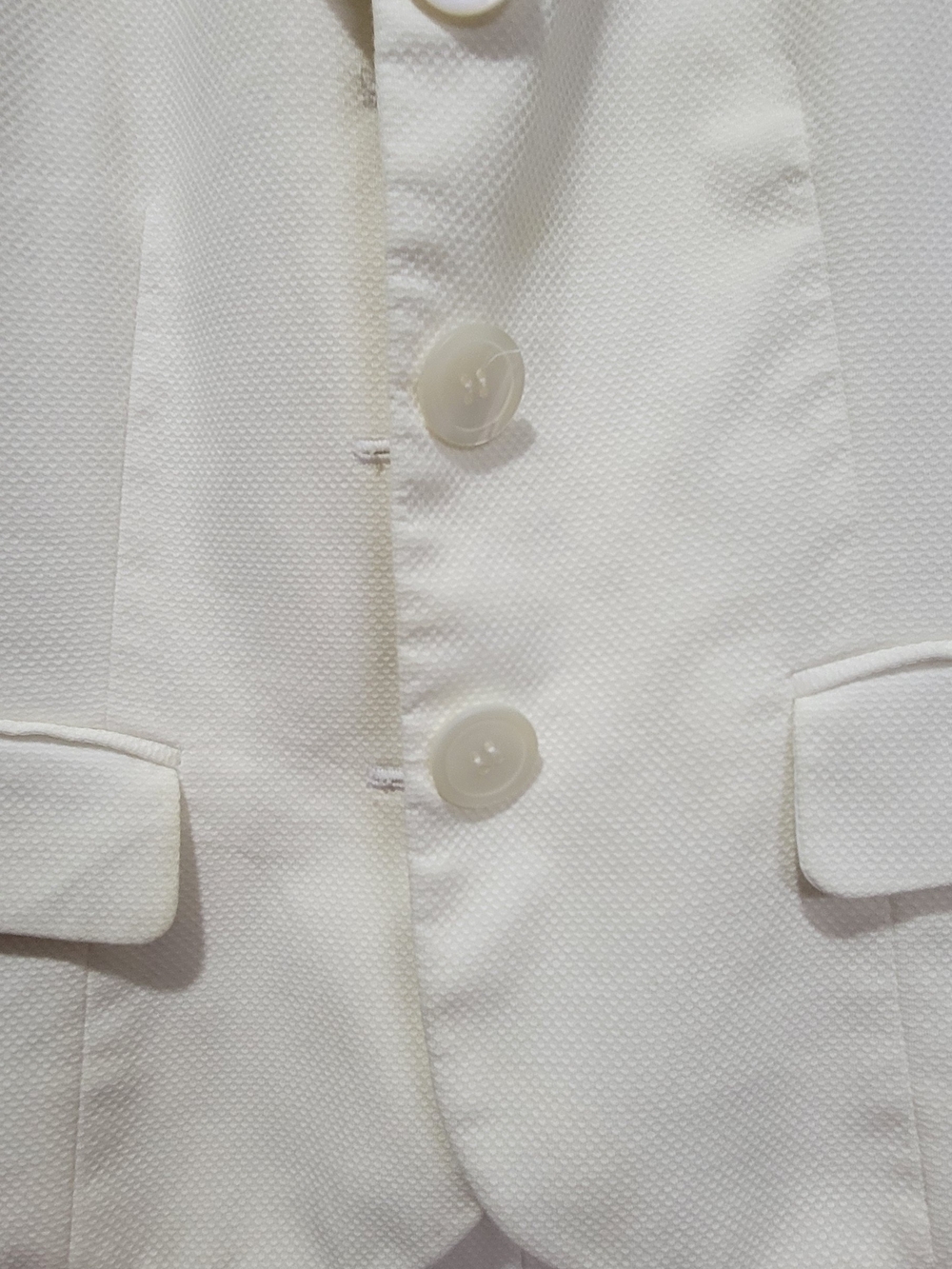 Anne Klein White Textured Button Front Blazer
